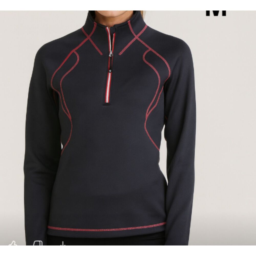 Sunice Jada Super Stretch Women’s Golf Pullover Top Size M Gray Pink Quarter Zip